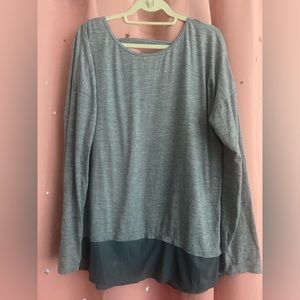 Danskin Blue Gray Yoga Dance Pullover Shirt Size XL 16-18